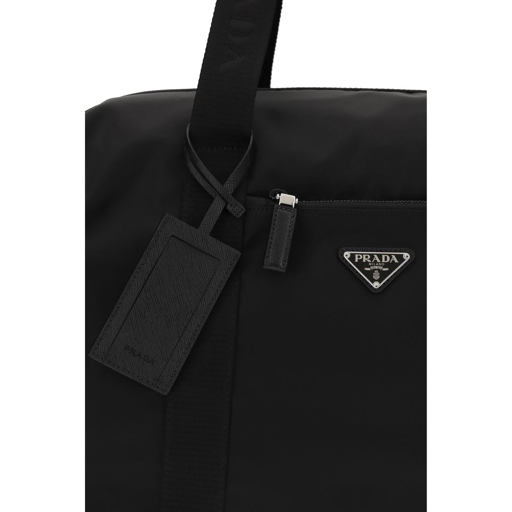 Prada Leather and Re-Nylon Travel Bag in Black