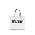 Moschino Logo Tote Bag White Smooth Leather