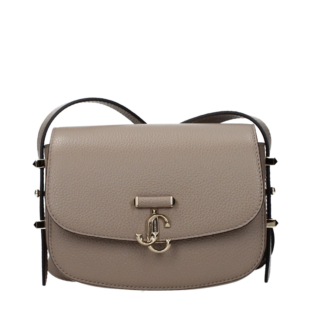 Jimmy Choo JC Shoulder Bag Taupe Grained Leather
