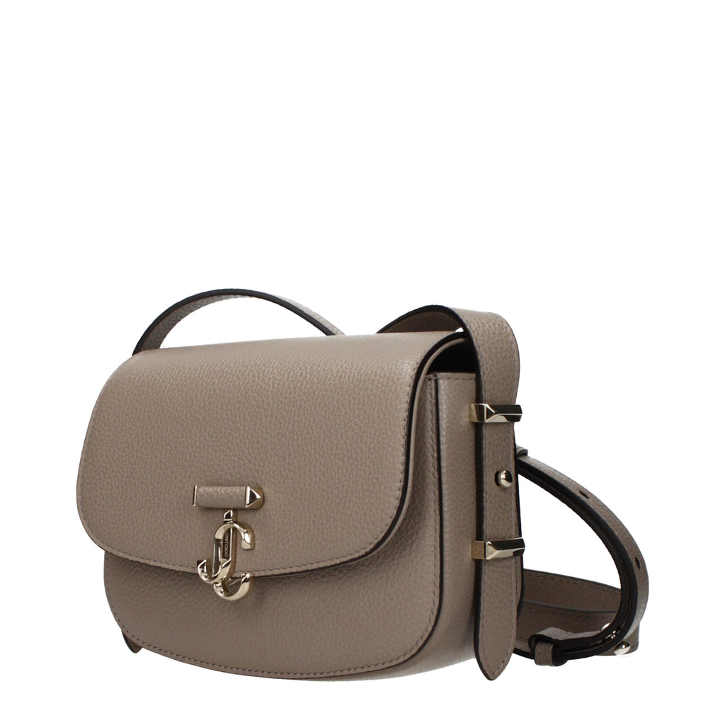 Jimmy Choo JC Shoulder Bag Taupe Grained Leather