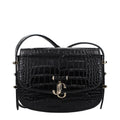 Jimmy Choo JC Crossbody Bag Black Croc-Embossed Leather