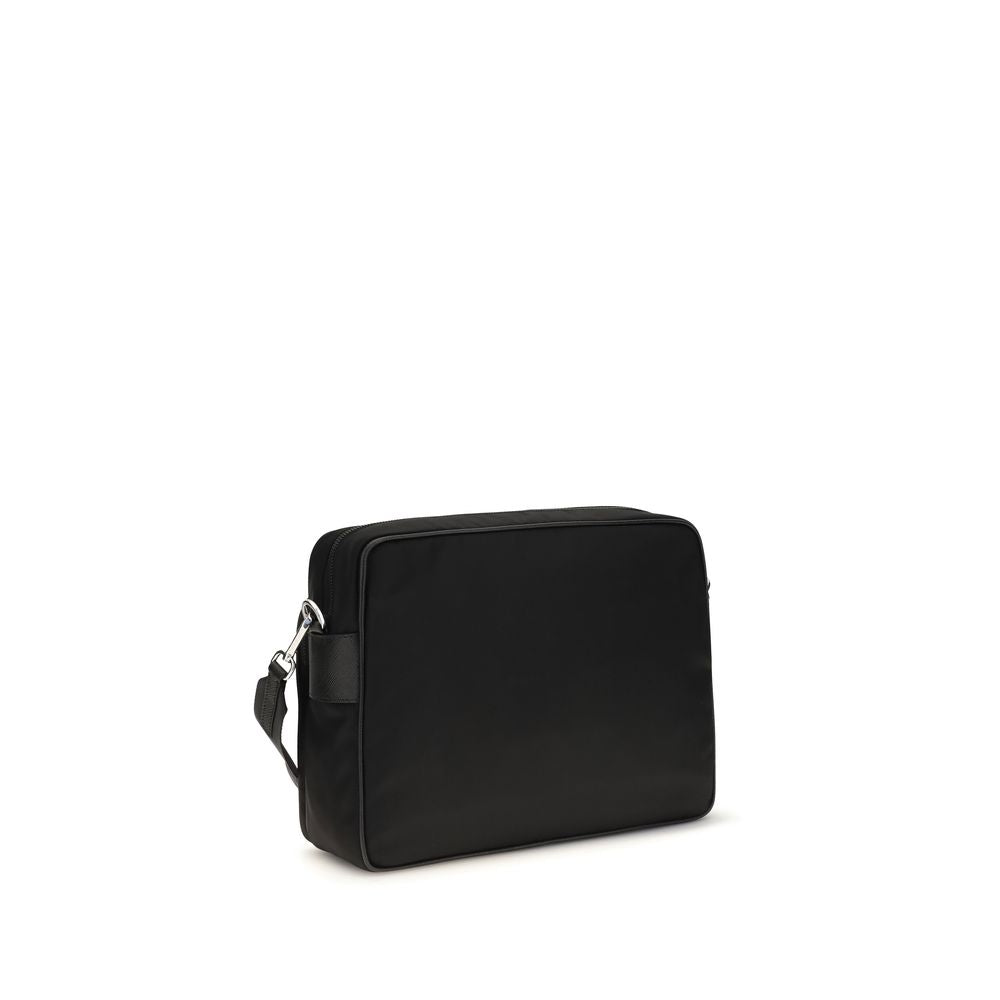 Prada Re-Nylon and Leather Crossbody Bag in Black
