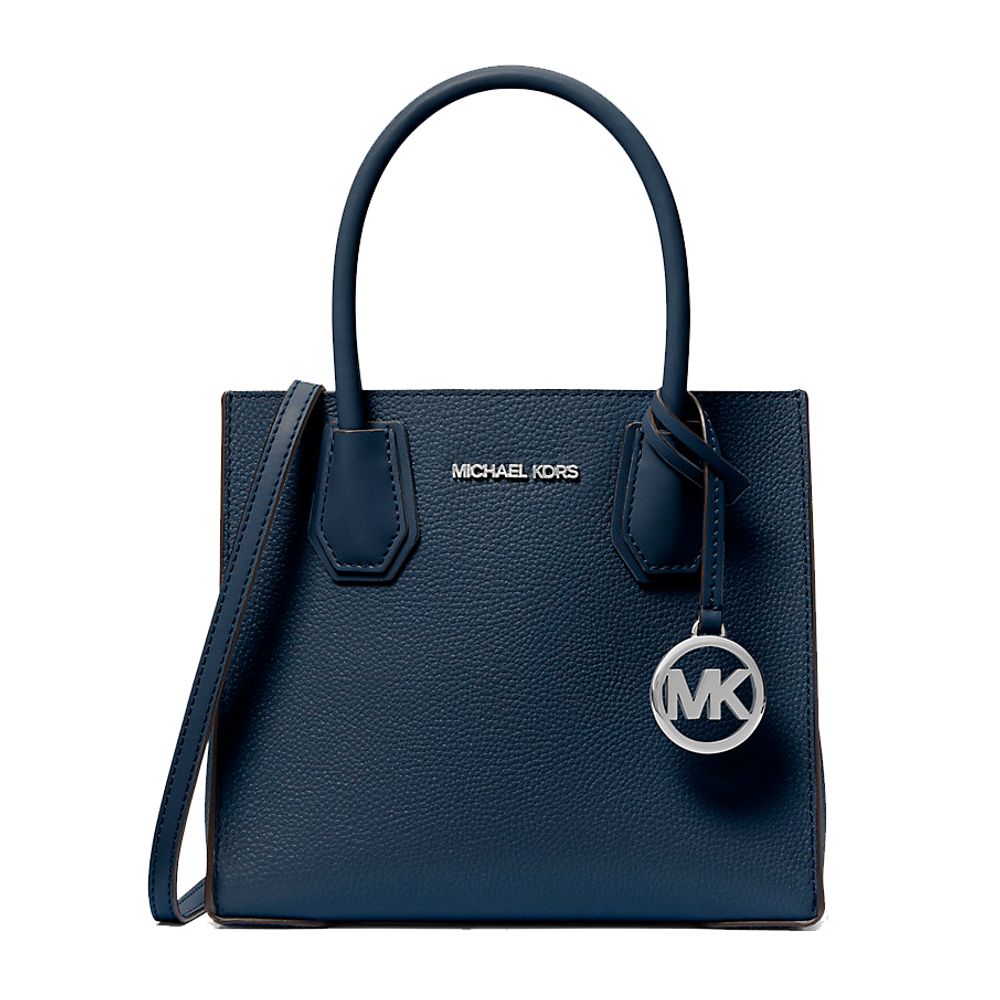 Michael Kors Mercer Medium Leather Tote Bag Navy