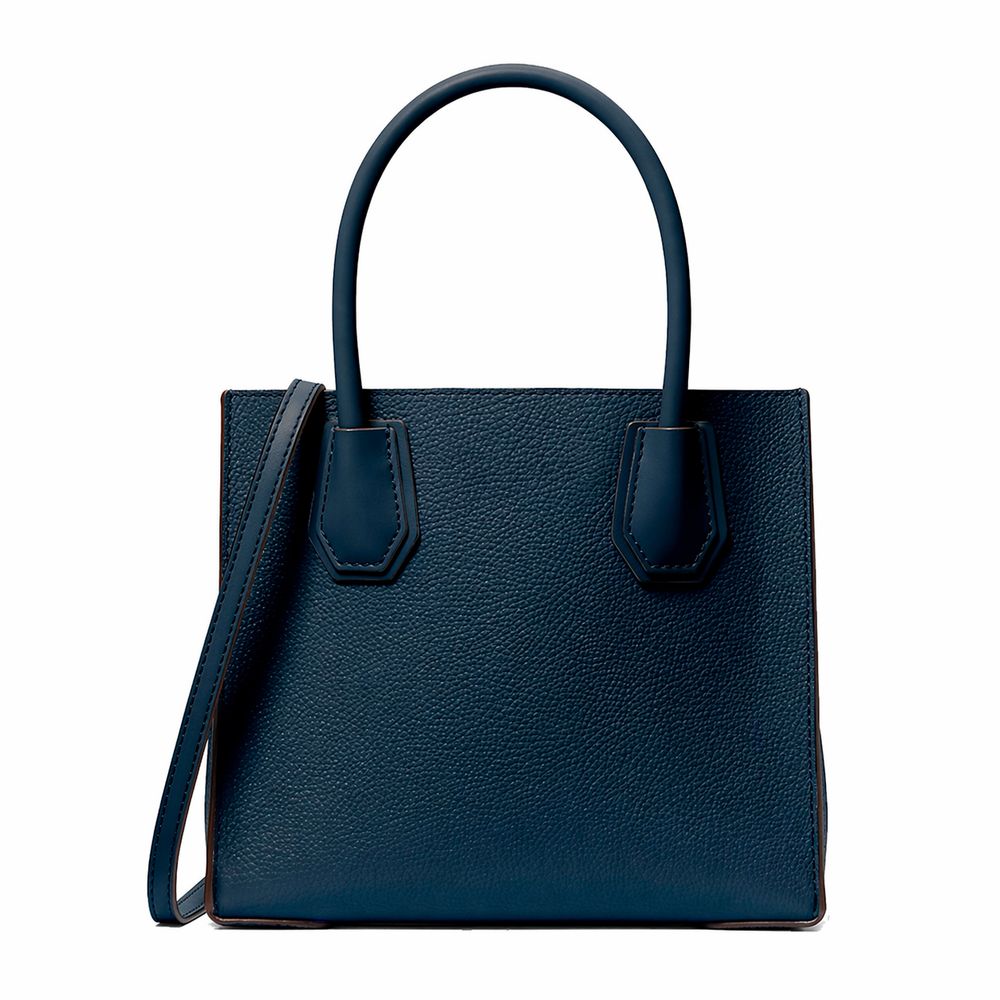 Michael Kors Mercer Medium Leather Tote Bag Navy
