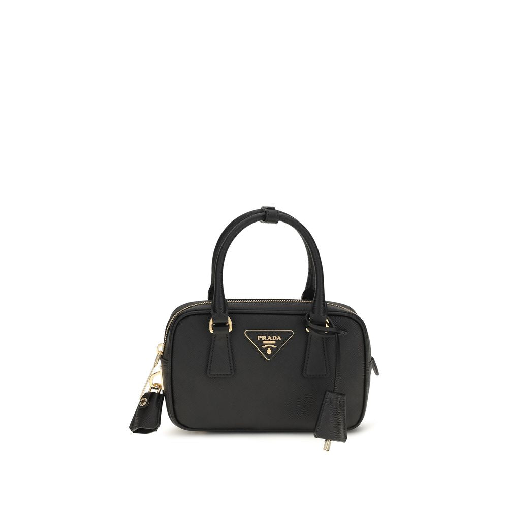 Prada Saffiano Leather Mini Top-Handle Bag Black