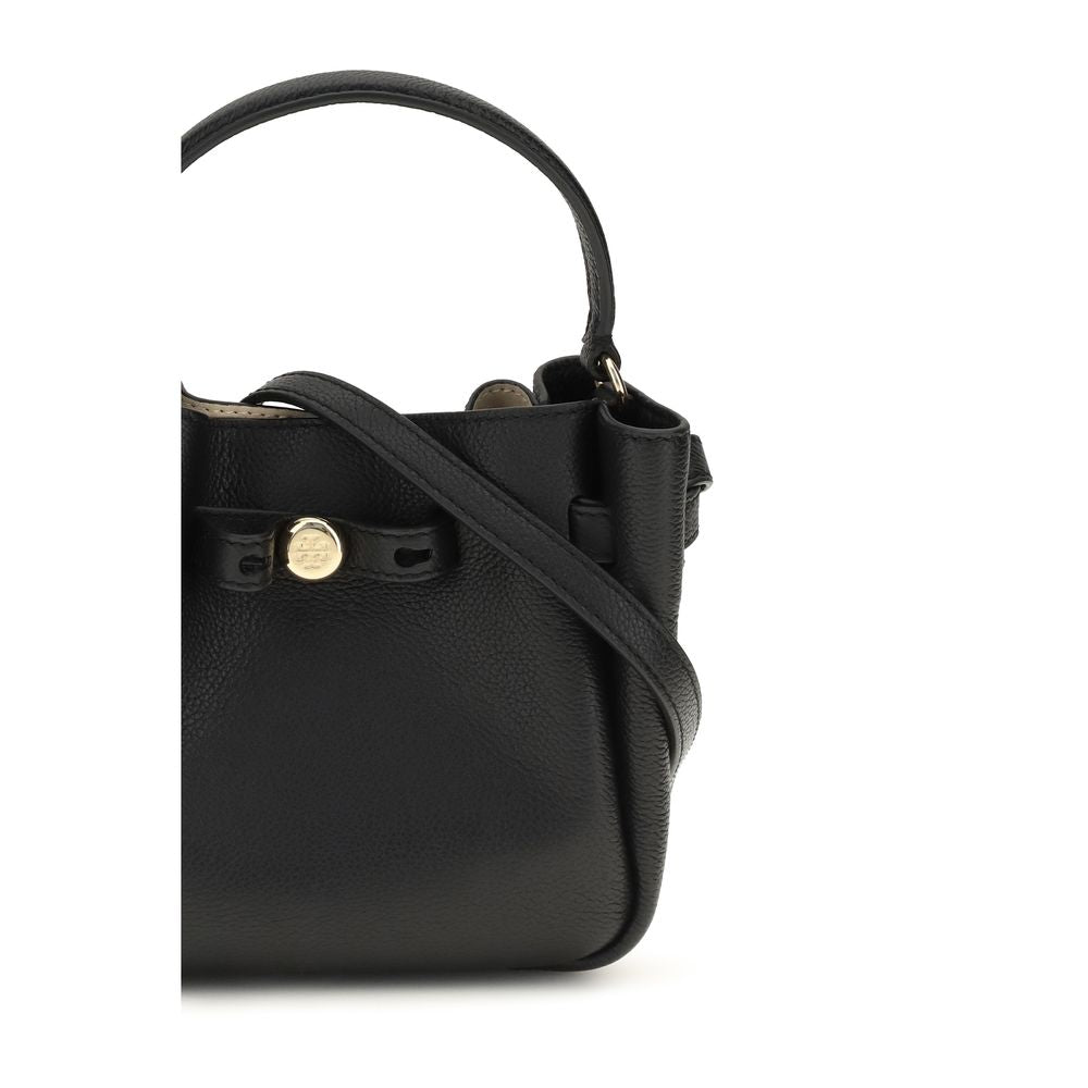 Tory Burch Romy Mini Bucket Bag Grained Leather Black