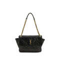 Saint Laurent Niki Medium Shoulder Bag Crinkled Quilted Leather Black