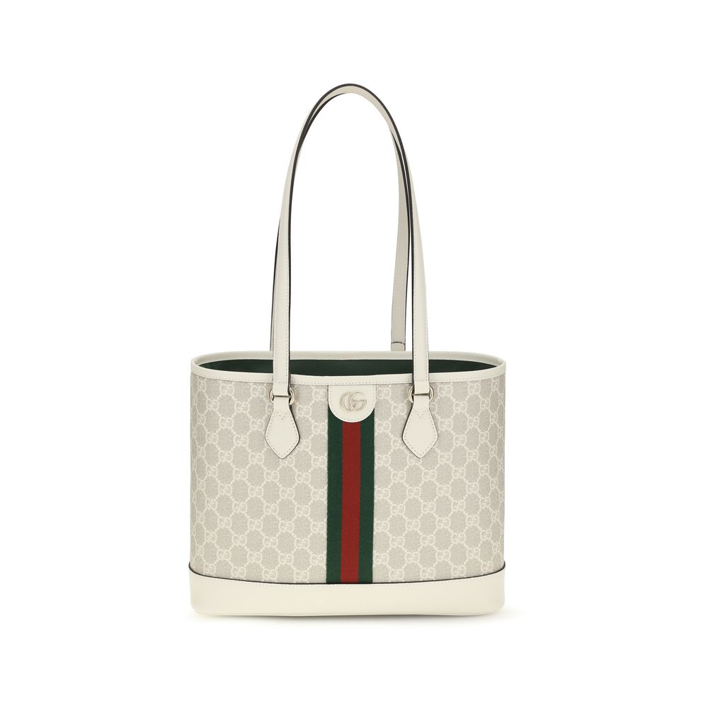 Gucci Ophidia Medium Tote Bag Beige White GG Supreme Canvas