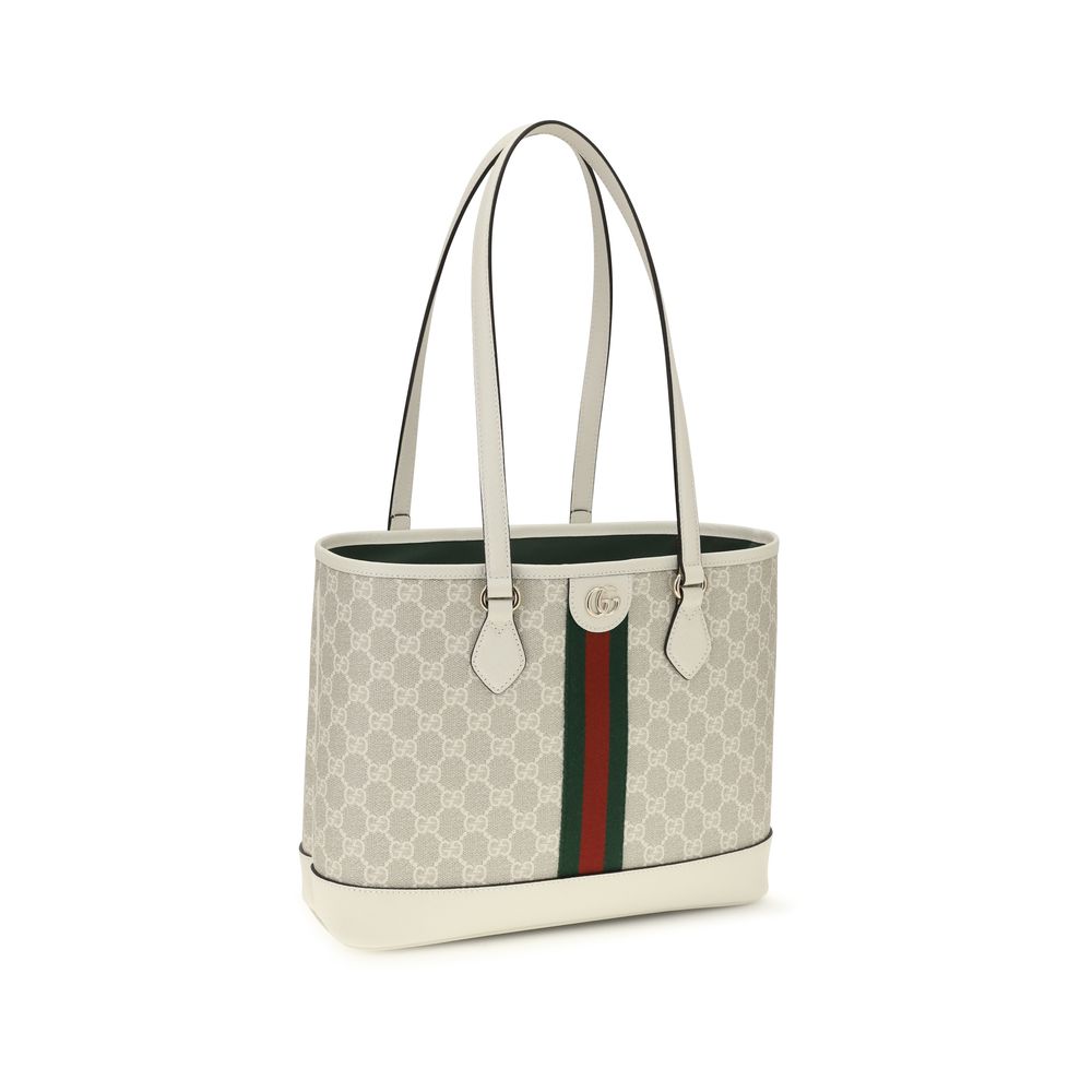 Gucci Ophidia Medium Tote Bag Beige White GG Supreme Canvas