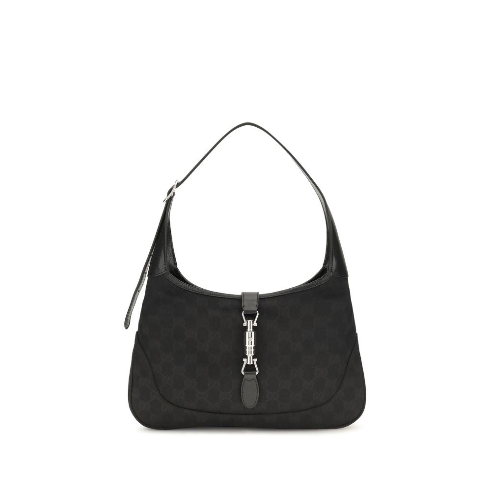 Gucci Jackie 1961 Medium Shoulder Bag Black GG Canvas