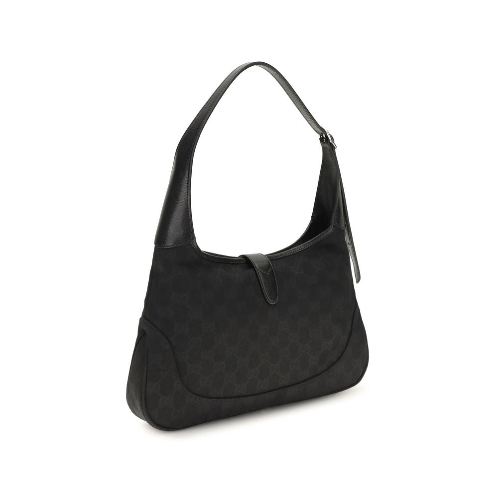 Gucci Jackie 1961 Medium Shoulder Bag Black GG Canvas