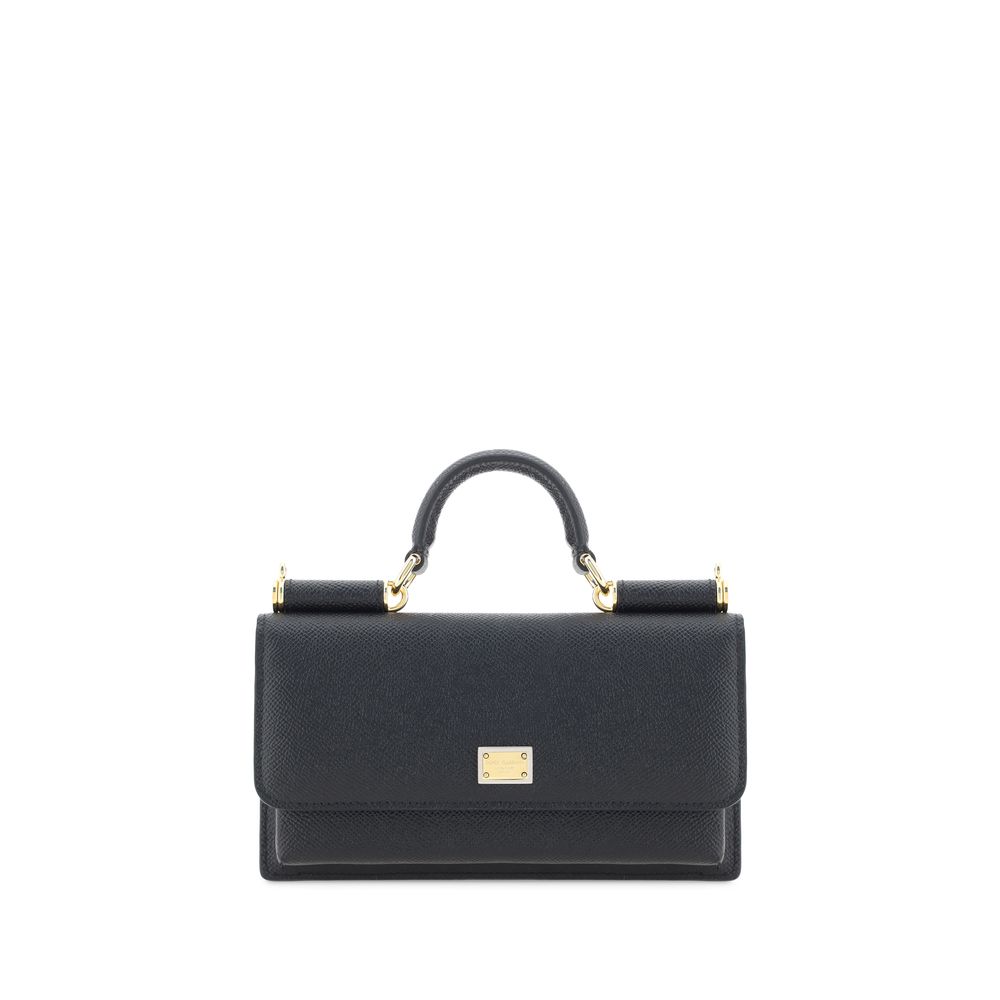 Dolce & Gabbana Micro Sicily Leather Top-Handle Bag in Black
