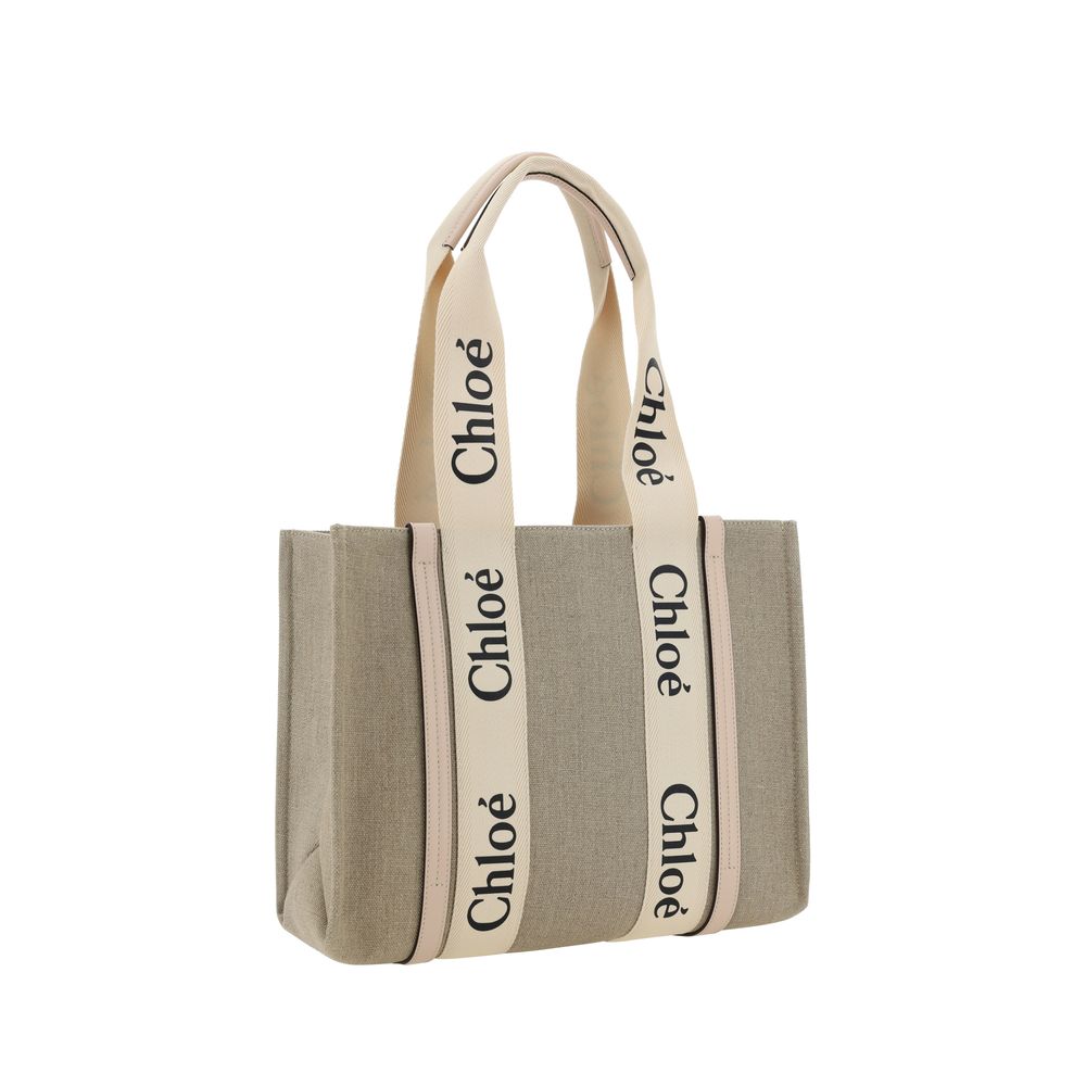Chloé Medium Woody Tote Bag in Linen