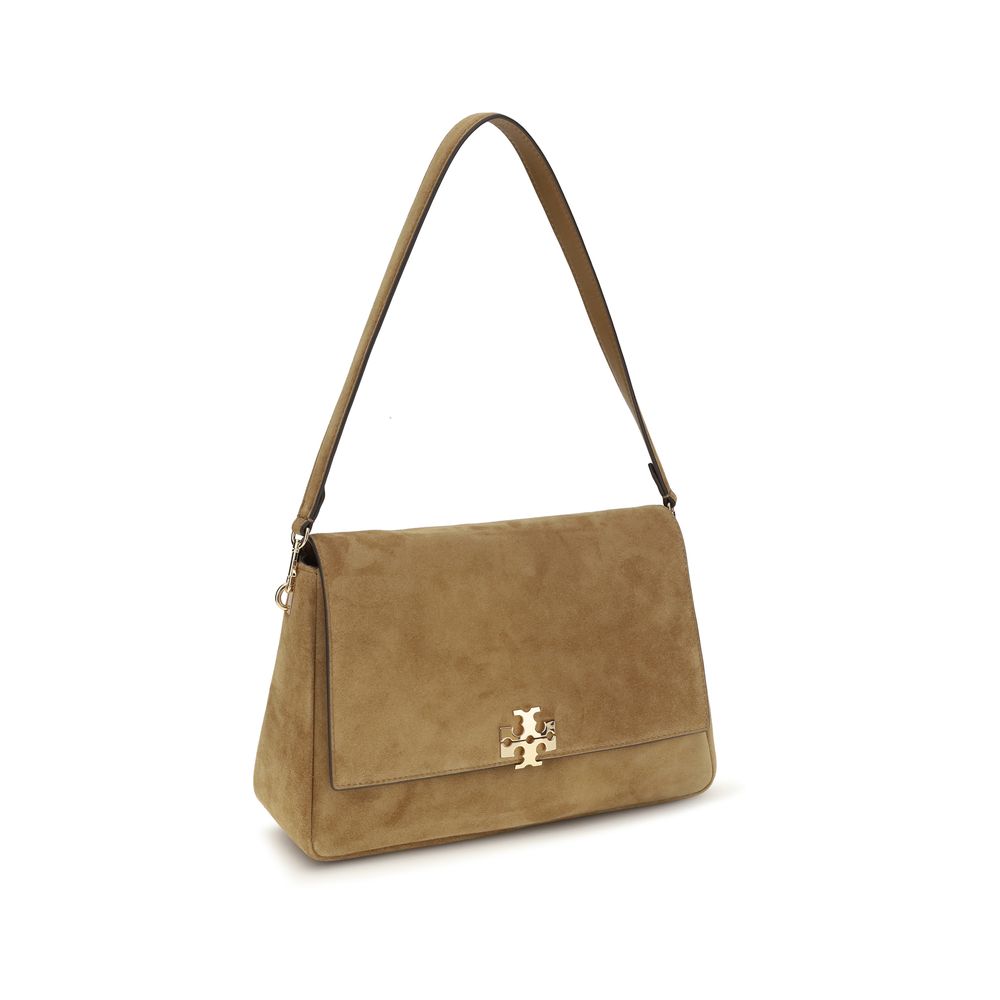 Tory Burch Charlie Suede Shoulder Bag Tan