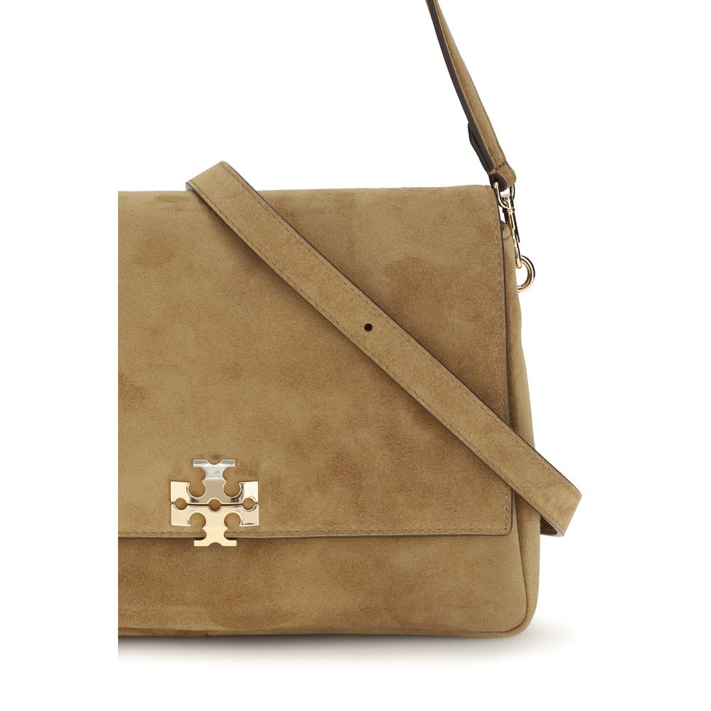 Tory Burch Charlie Suede Shoulder Bag Tan