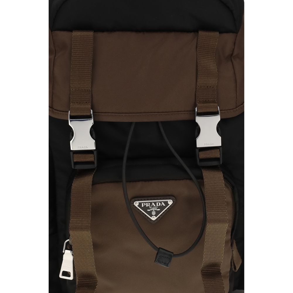 Prada Re-Nylon and Leather Backpack in Brown