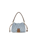 Fendi Mamma Baguette Medium FF Denim Shoulder Bag in Light Blue