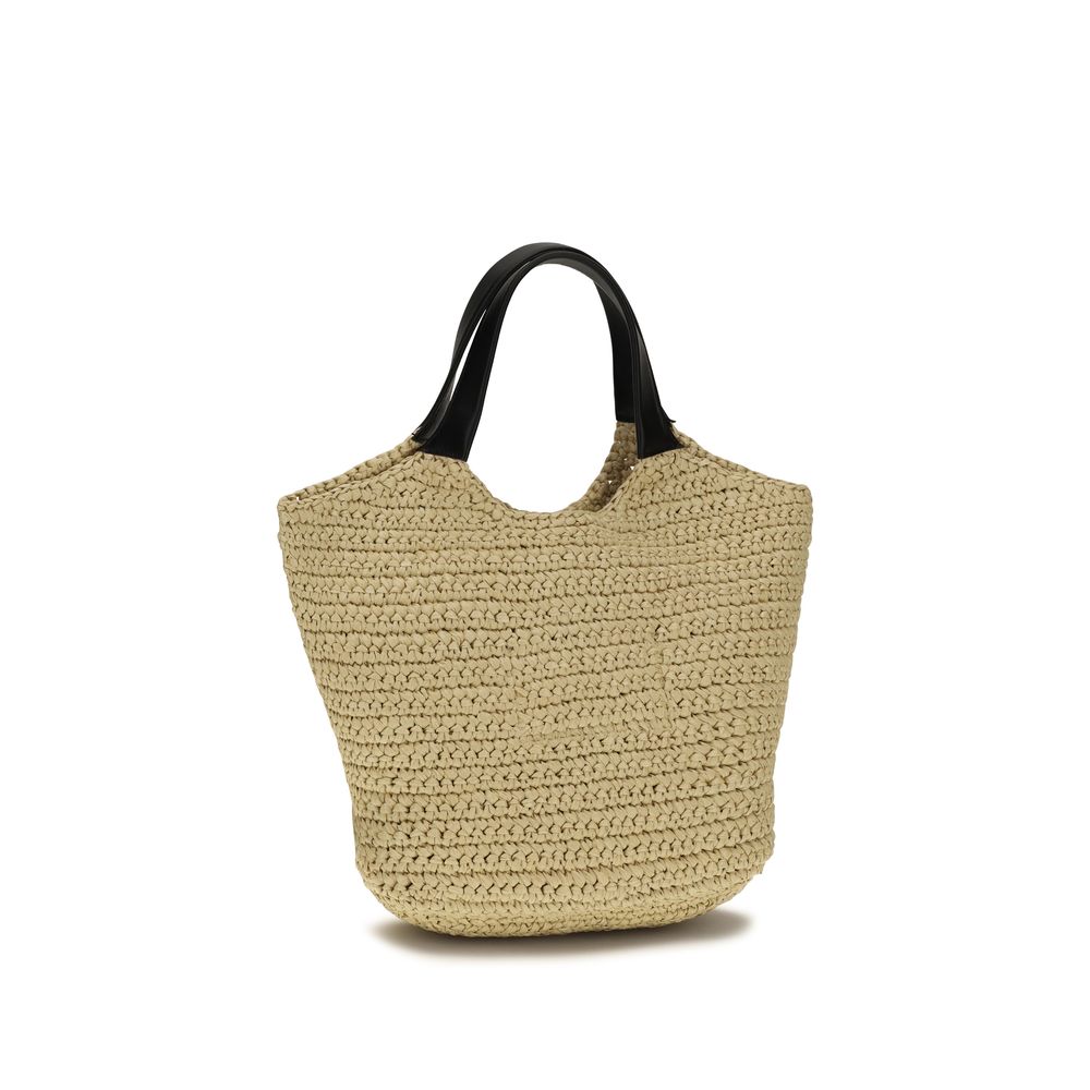 Balmain Mini Crochet Tote Bag in Natural Beige