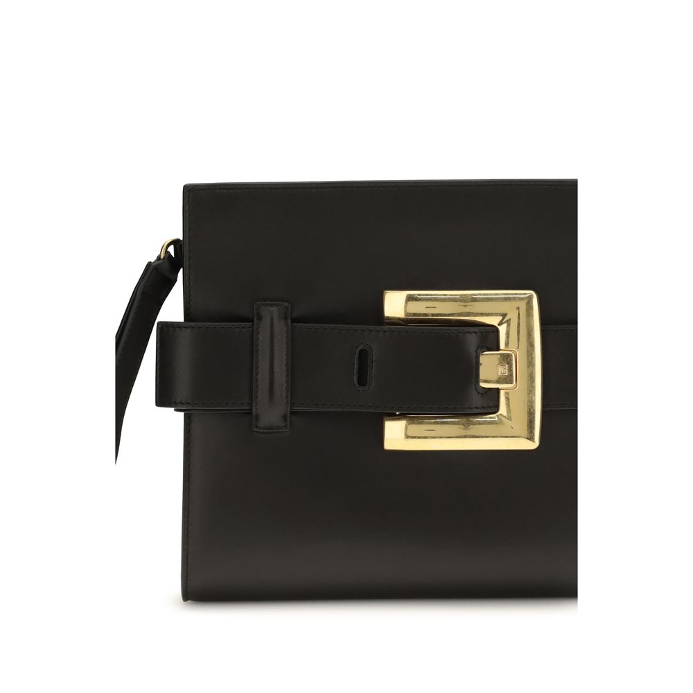 Balmain Anthem Leather Clutch Bag in Black