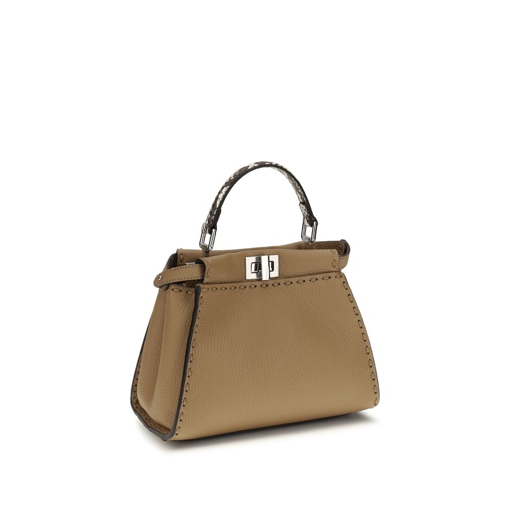 Fendi Peekaboo Mini Selleria Leather Bag in Camel Beige