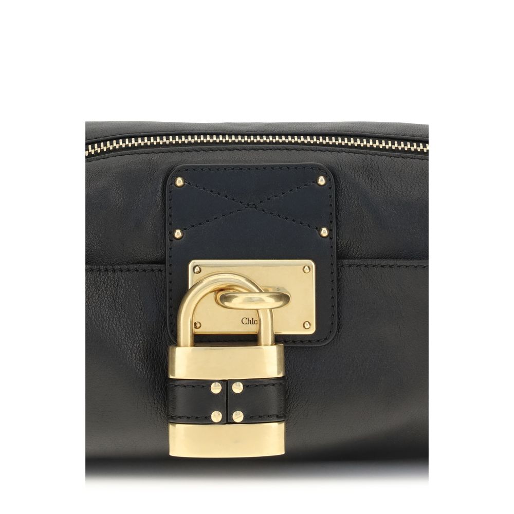 Chloé Small Paddington Leather Shoulder Bag in Black