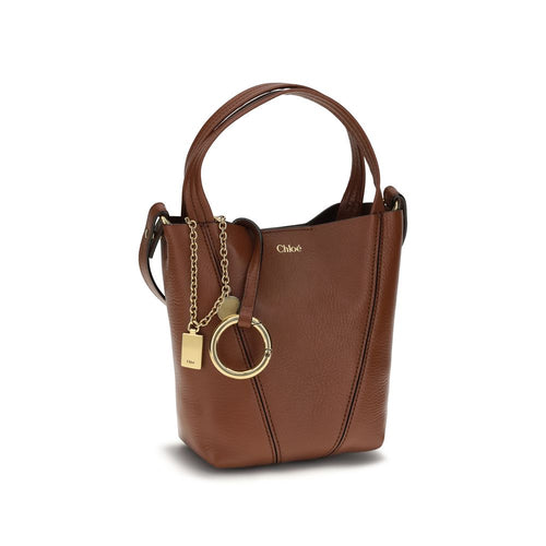 Chloé Spin Small Leather Bucket Shoulder Bag in Caramel Brown