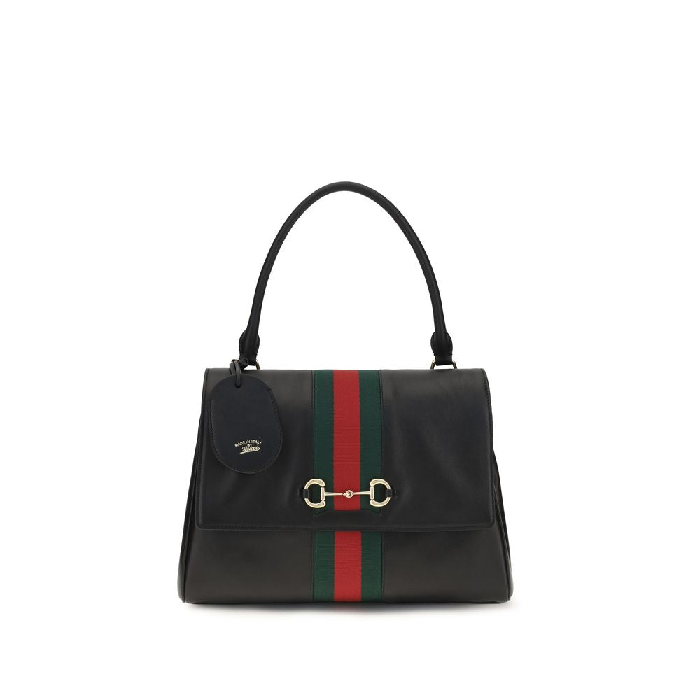 Gucci Paparazzo Leather Top Handle Bag in Black