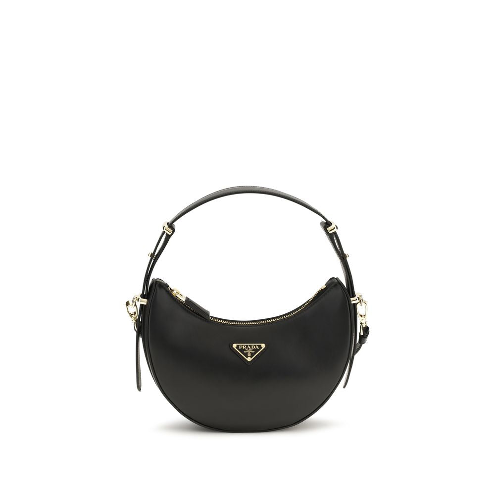 Prada Arqué Small Shoulder Bag in Black Leather