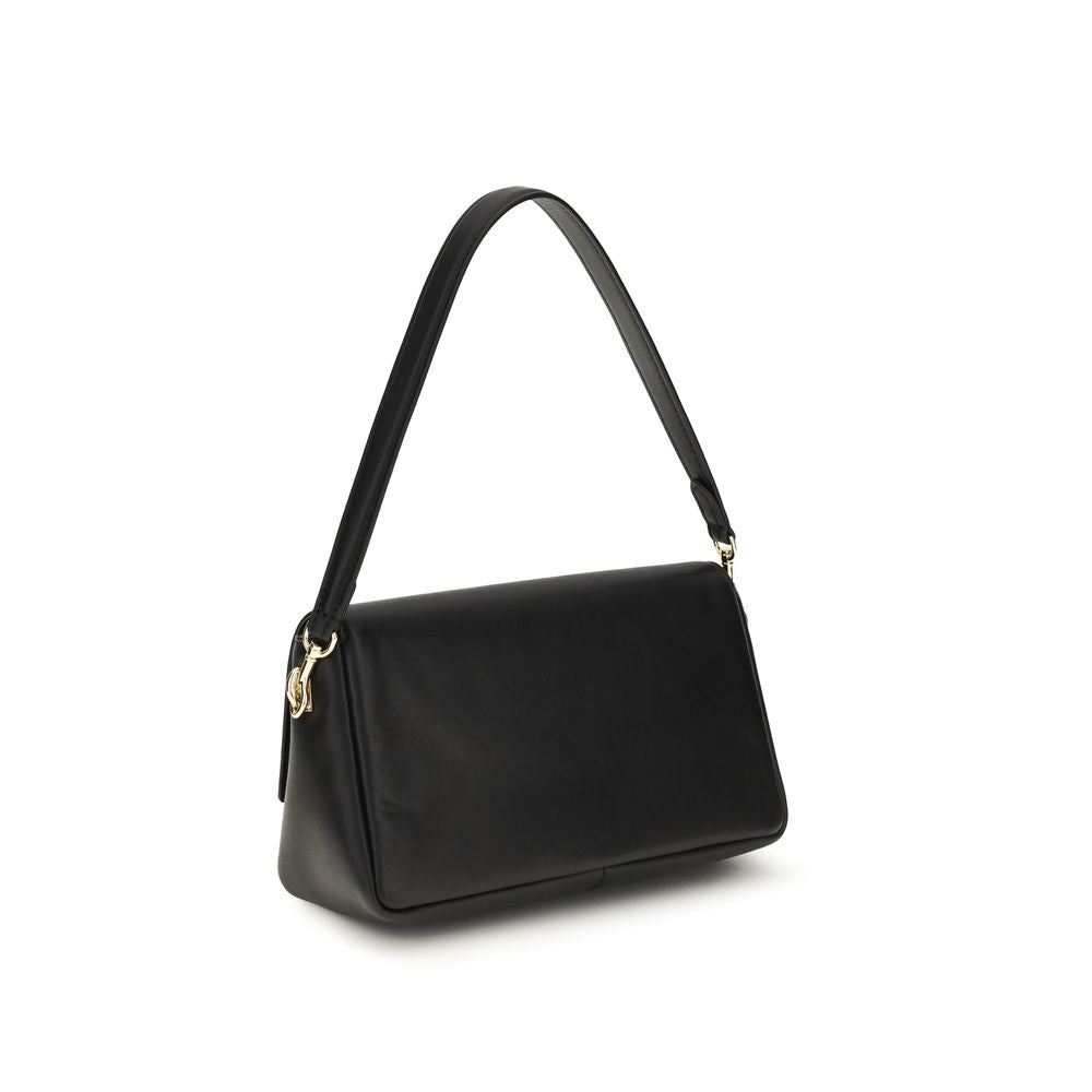 Tory Burch Charlie Small Calf Leather Shoulder Bag Black