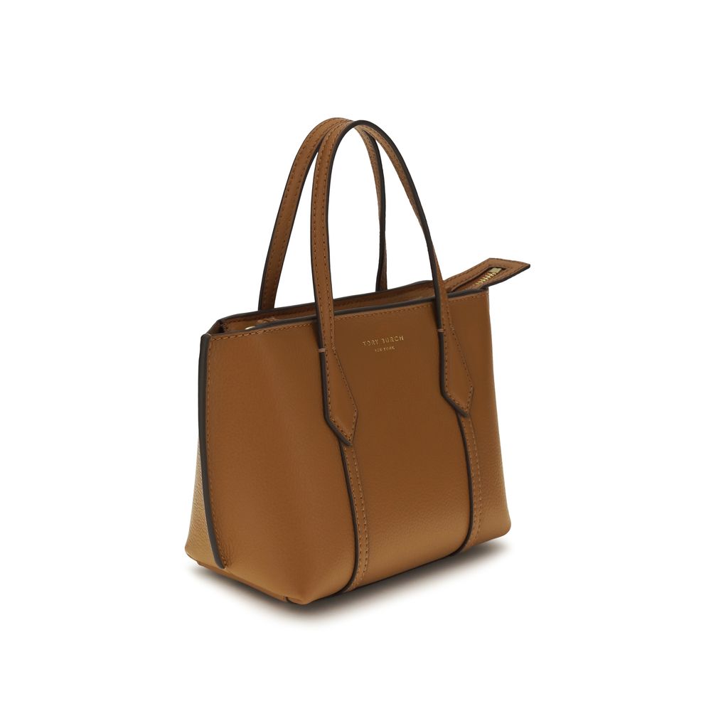 Tory Burch Perry Mini Calf Leather Tote Bag Brown