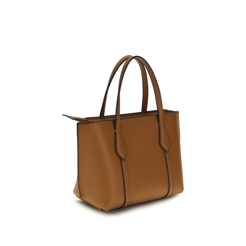 Tory Burch Perry Mini Calf Leather Tote Bag Brown
