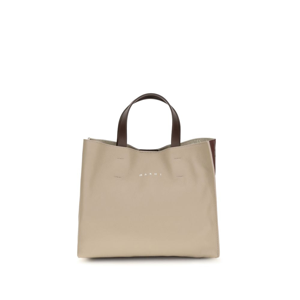 Marni Museo Beige Calf Leather Tote Bag