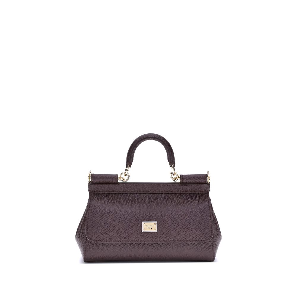 Dolce & Gabbana Sicily Small Brown Calf Leather Handbag