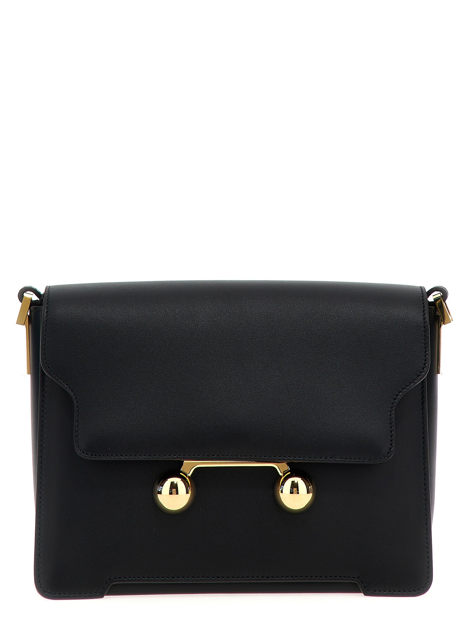 Marni Trunkaroo Medium Calf Leather Shoulder Bag Black