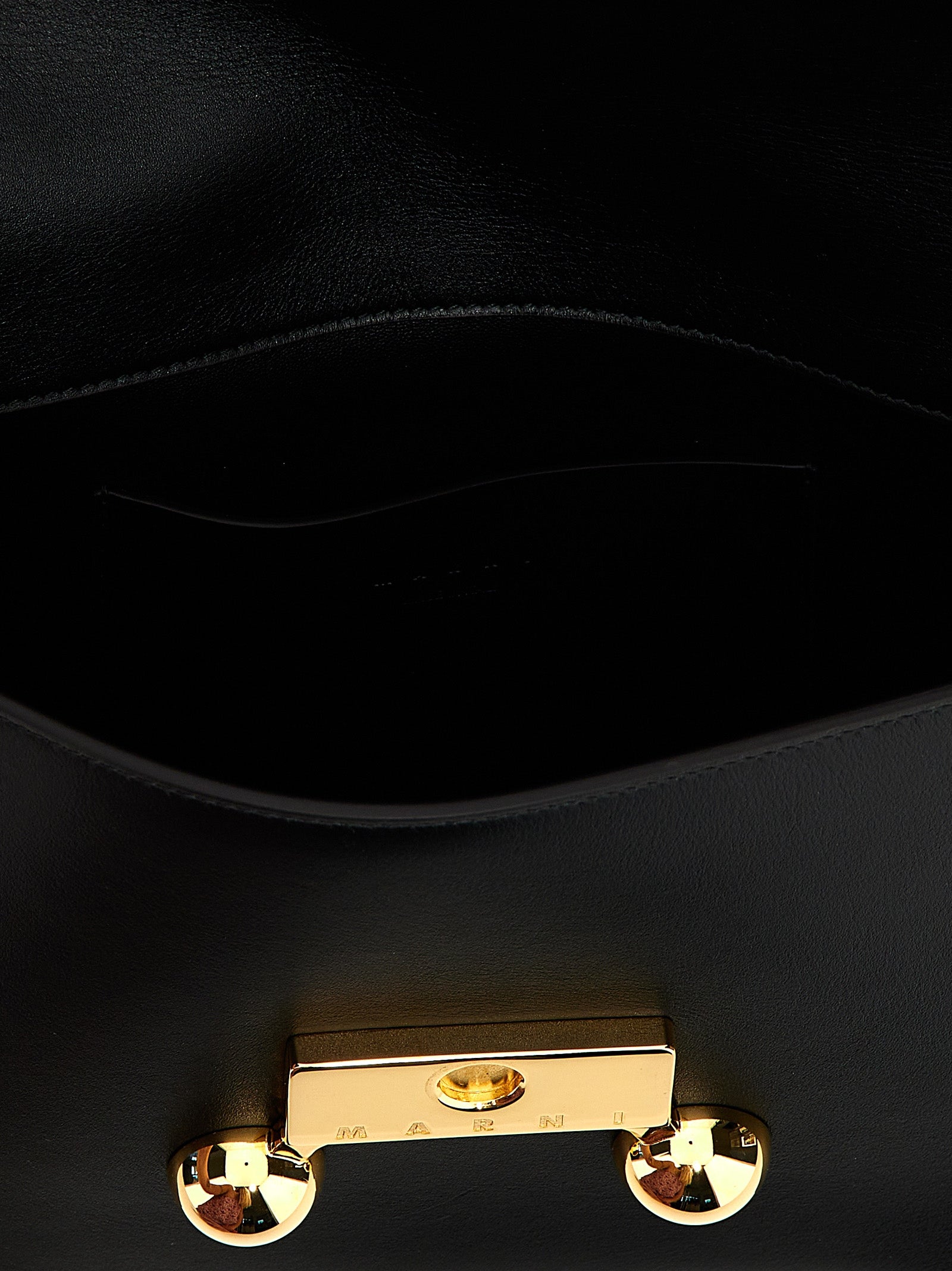 Marni Trunkaroo Medium Calf Leather Shoulder Bag Black