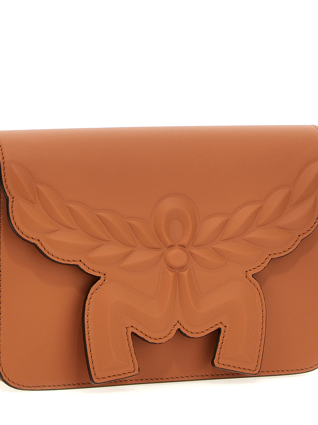 MCM Himmel Calf Leather Crossbody Bag Cognac Brown