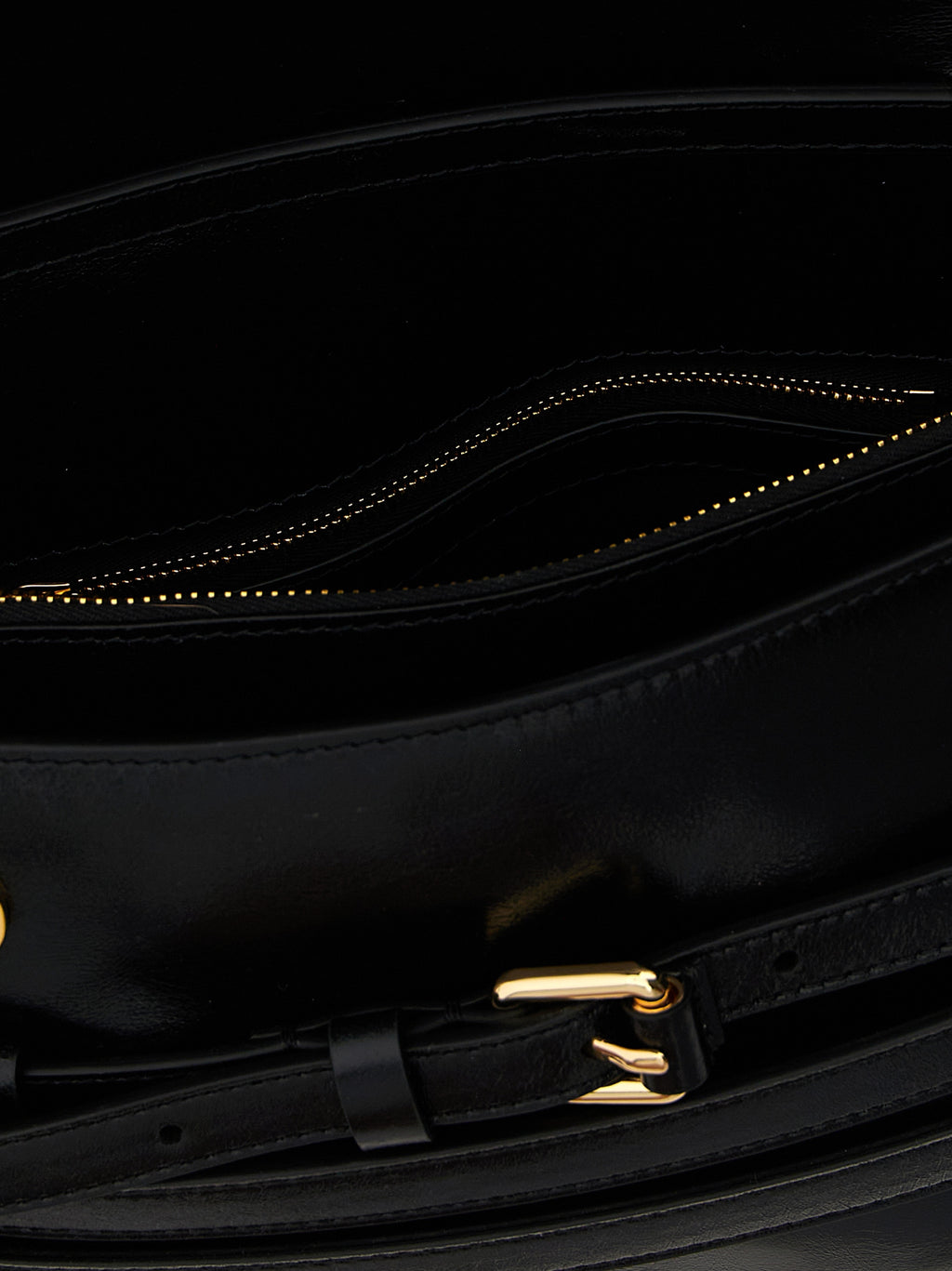 Moschino Tie Me Leather Crossbody Bag Black