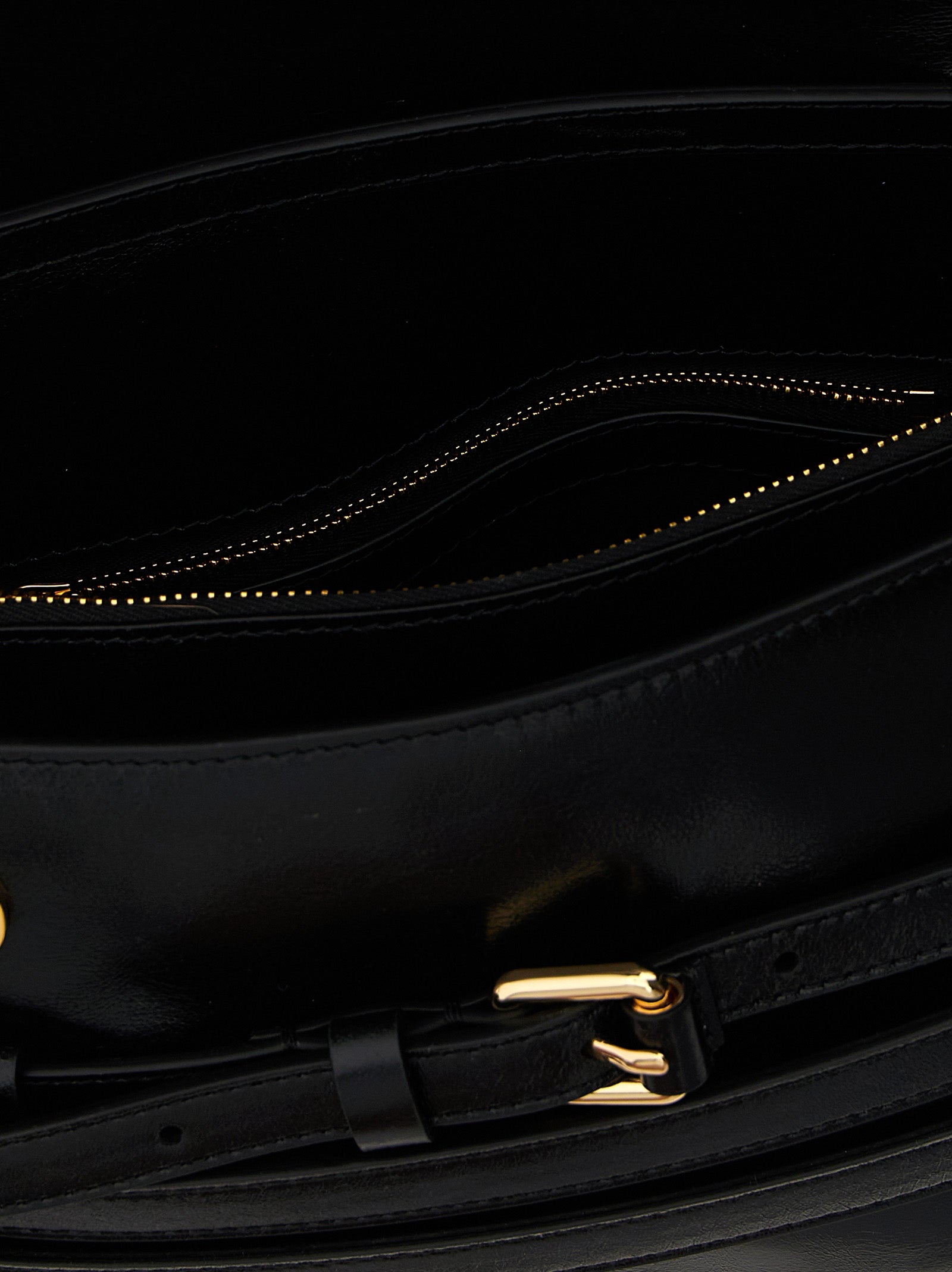 Moschino Tie Me Leather Crossbody Bag Black