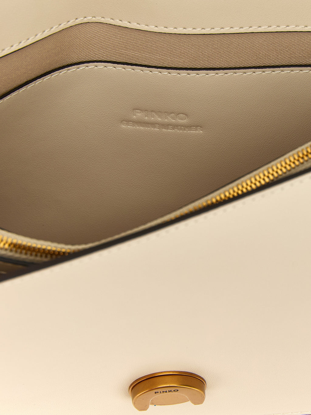 Pinko Love One Classic Goat Leather Crossbody Bag Ivory