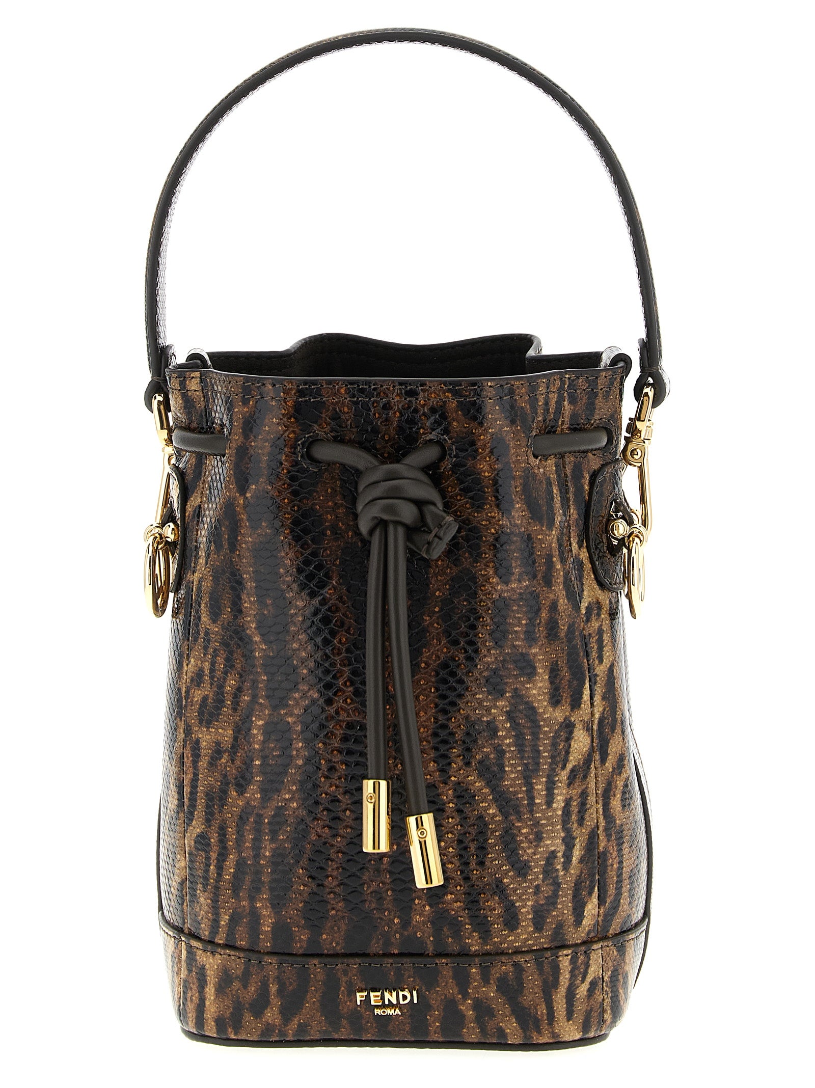 Fendi Mon Tresor Mini Karung Leather Bucket Bag Brown