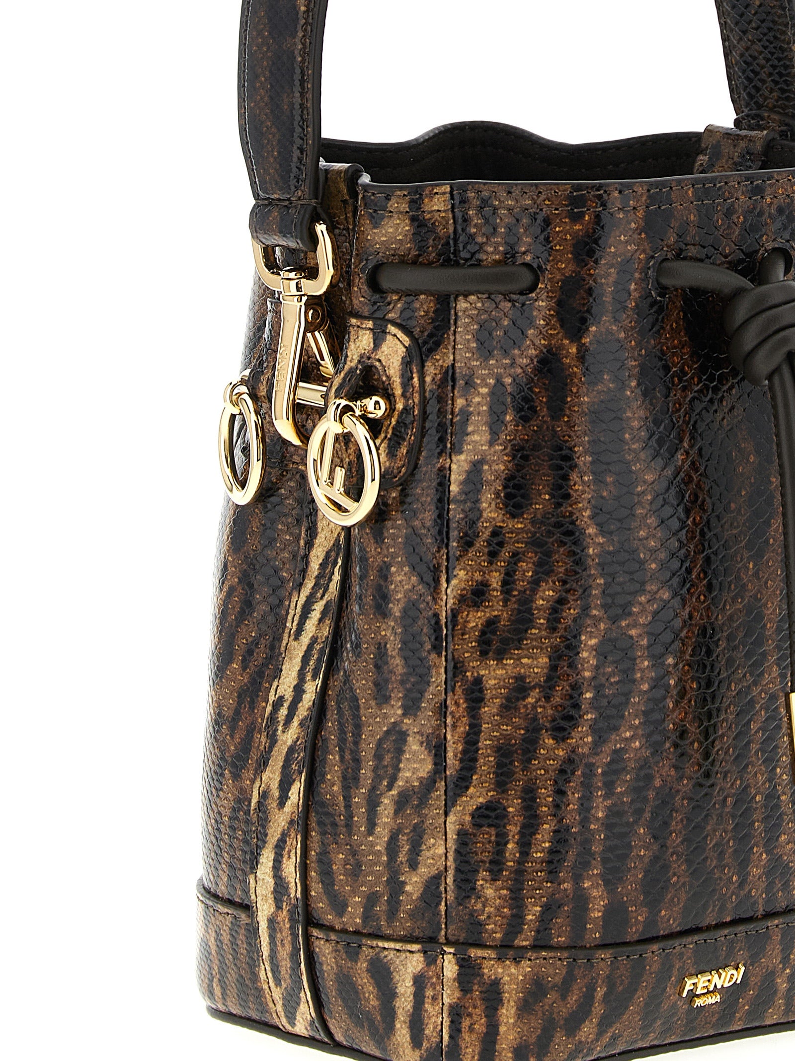Fendi Mon Tresor Mini Karung Leather Bucket Bag Brown