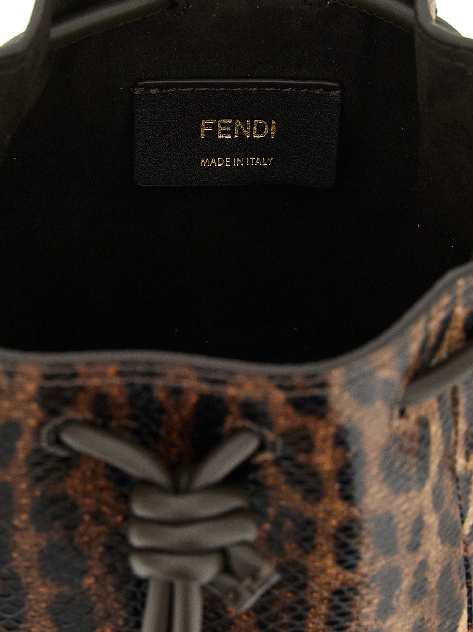 Fendi Mon Tresor Mini Karung Leather Bucket Bag Brown