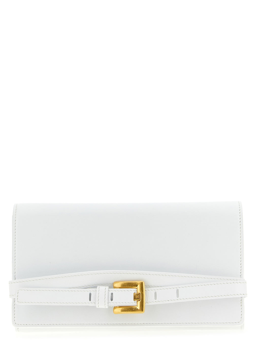 Balmain Shuffle Leather Wallet on Chain White