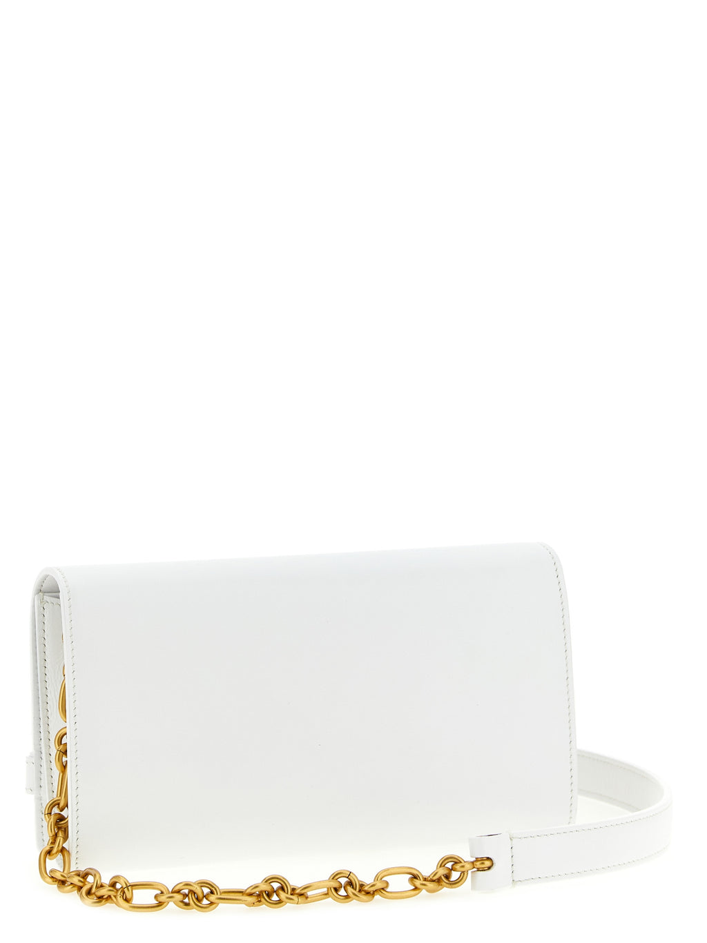 Balmain Shuffle Leather Wallet on Chain White