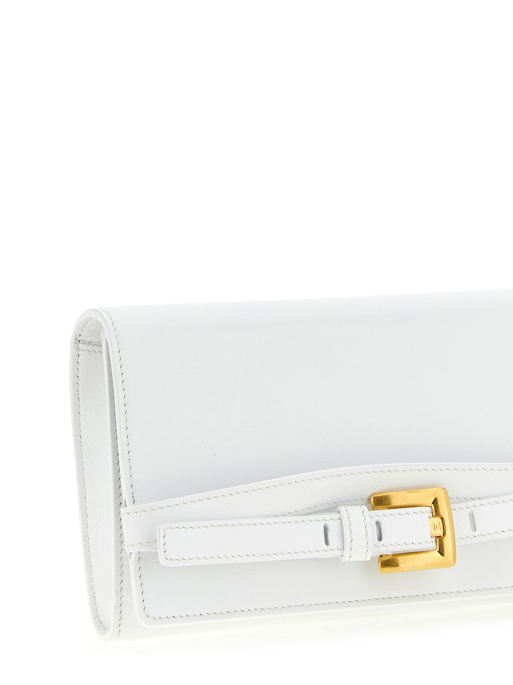 Balmain Shuffle Leather Wallet on Chain White