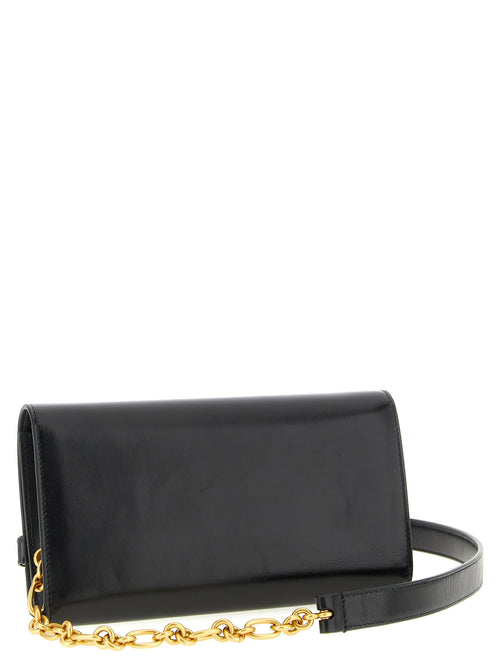 Balmain Shuffle Leather Wallet on Chain Black