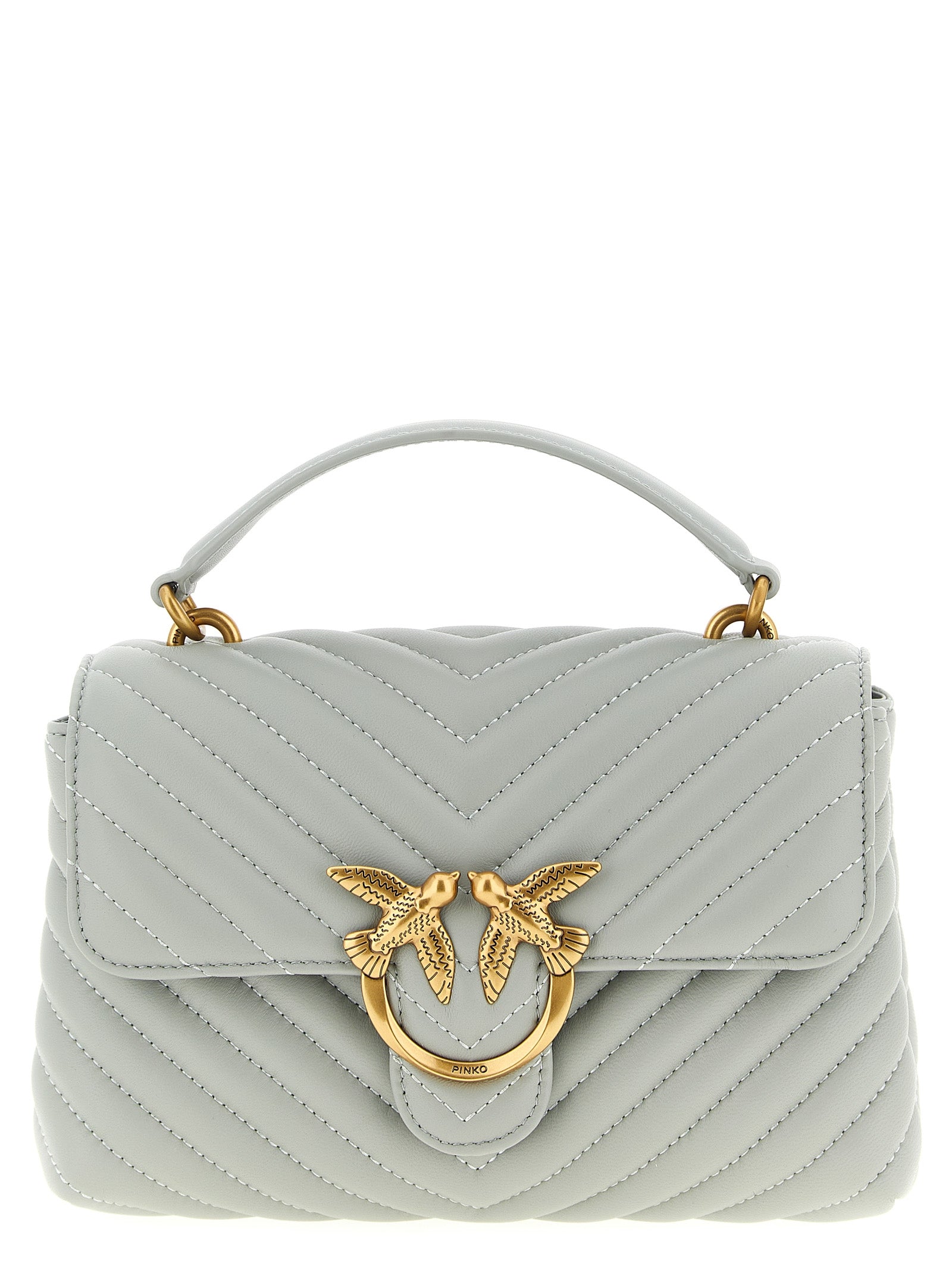 Pinko Mini Lady Love Puff Gray Quilted Lambskin Handbag