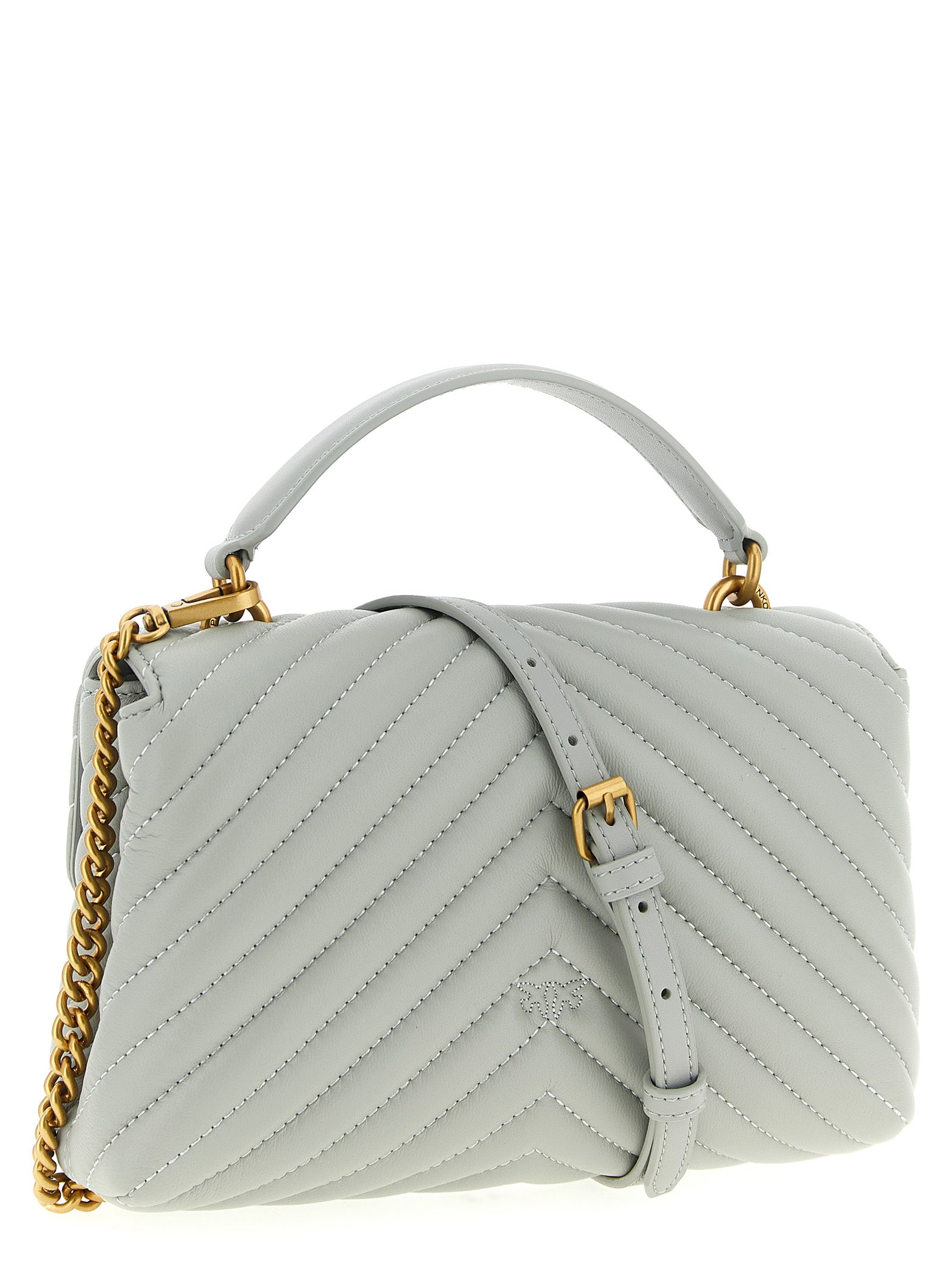 Pinko Mini Lady Love Puff Gray Quilted Lambskin Handbag