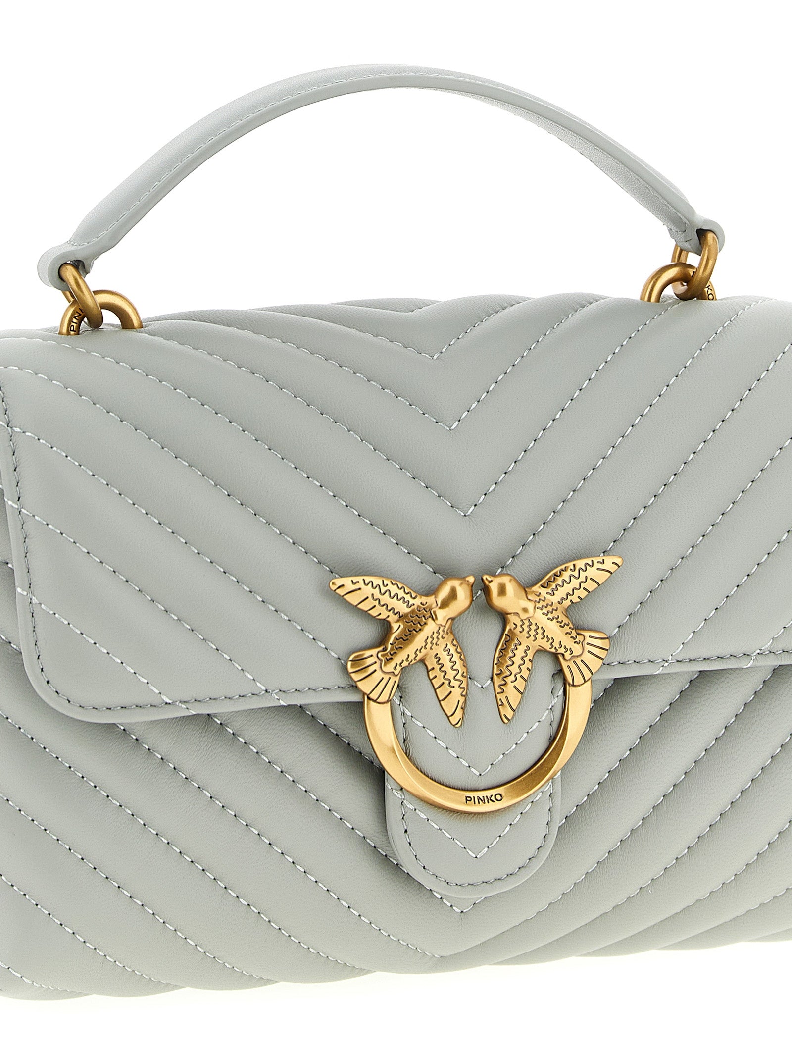Pinko Mini Lady Love Puff Gray Quilted Lambskin Handbag