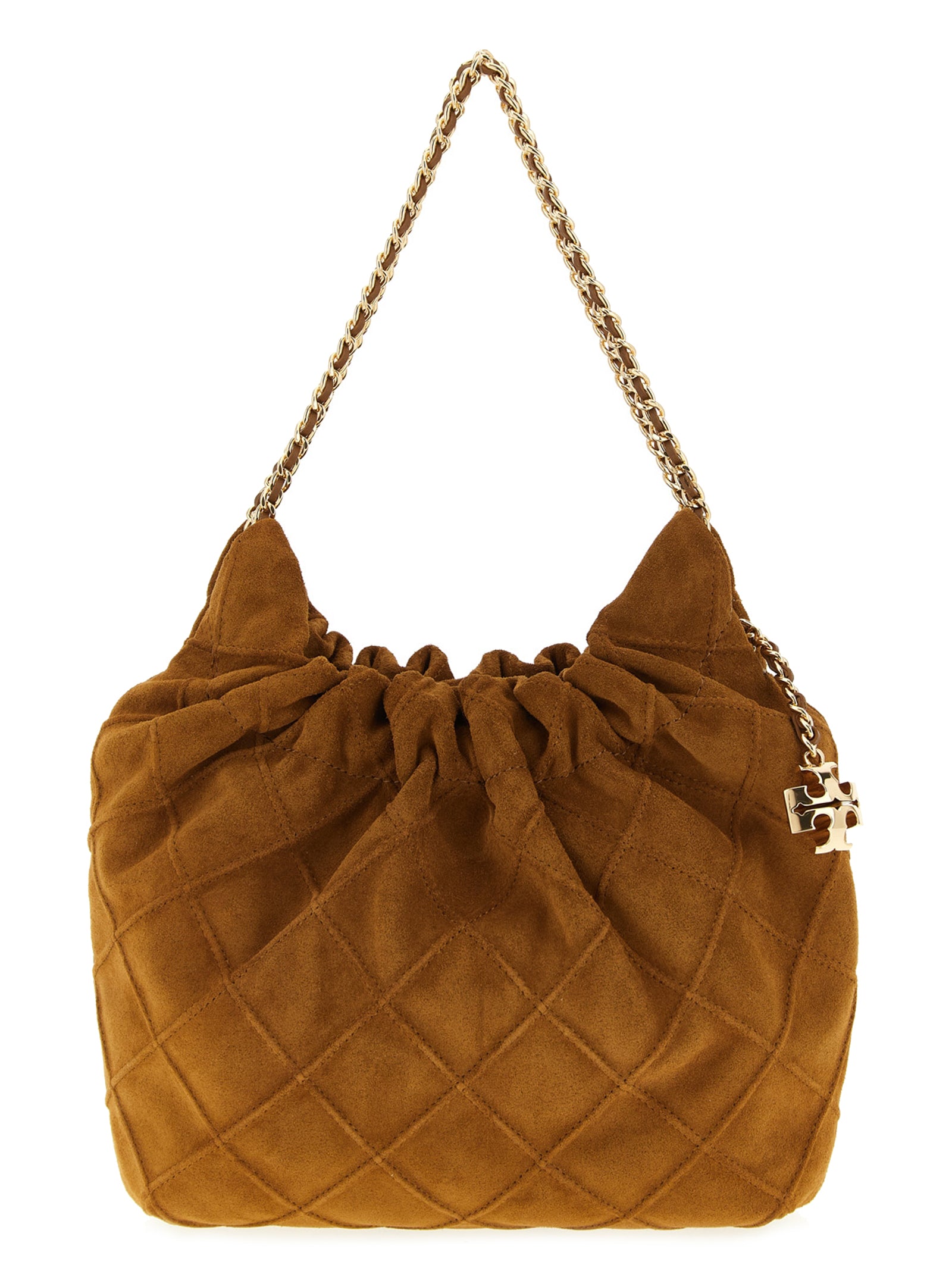 Tory Burch Fleming Mini Quilted Leather Shoulder Bag Brown